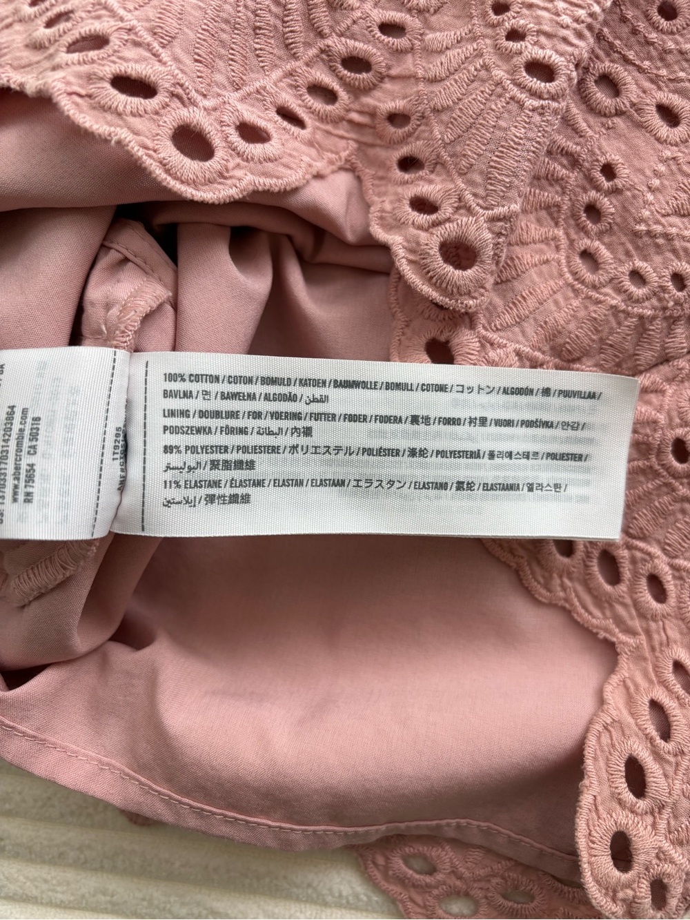 Abercrombie & Fitch Blush Pink Eyelet Embroidery Tie Back Crop Tank Top XS - Picture 9 of 10